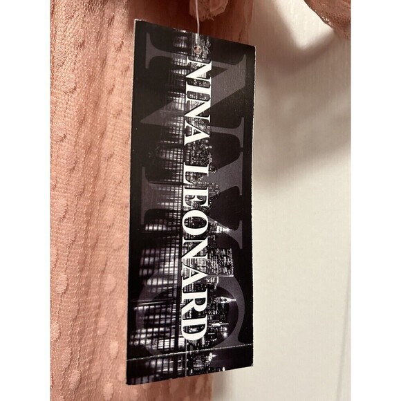 NINA LEONARD Lace Dress Trapeze Mock Neck Pink Rose Small Long Sleeve NWT Shift - Picture 7 of 16